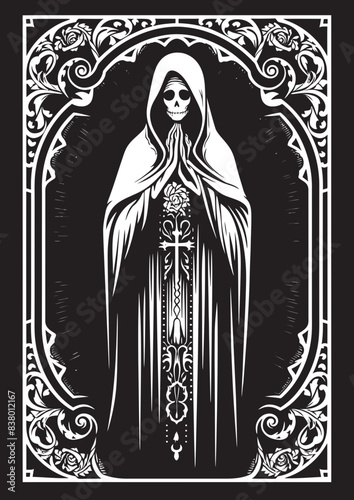 Santa Muerte Cross Design Symbol Santa Muerte Symbolic Vector Art
