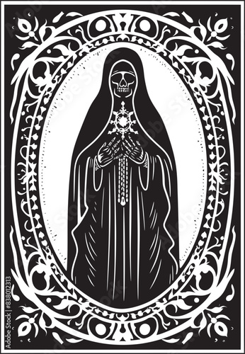 Santa Muerte Wings Logo Icon Mystical Santa Muerte Icon Vector