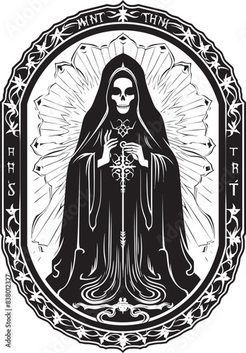 Digital Santa Muerte Vector Illustration Santa Muerte Dark Graphic Emblem