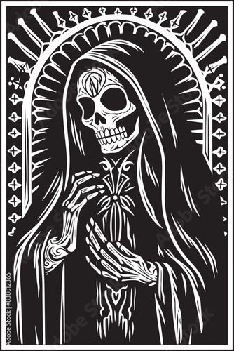 Santa Muerte Reaper Graphic Design Santa Muerte Face Icon Vector