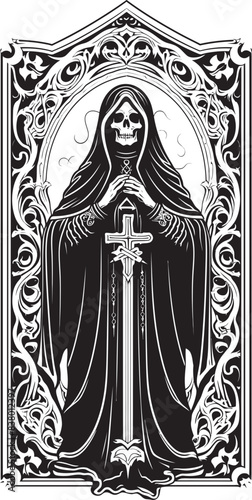 Traditional Santa Muerte Vector Santa Muerte Scythe Graphic Logo