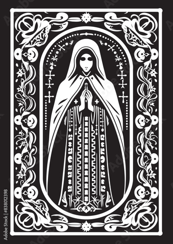 Santa Muerte Scythe Graphic Logo Hooded Santa Muerte Icon Vector