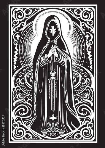 Traditional Santa Muerte Vector Santa Muerte Scythe Graphic Logo
