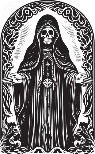 Voodoo Santa Muerte Vector Art Santa Muerte Love Graphic Design