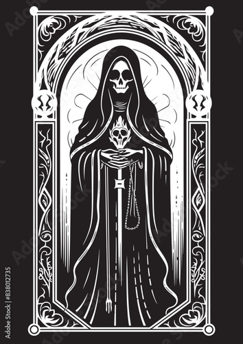 Santa Muerte Coffin Vector Art Santa Muerte Cross Graphic Design