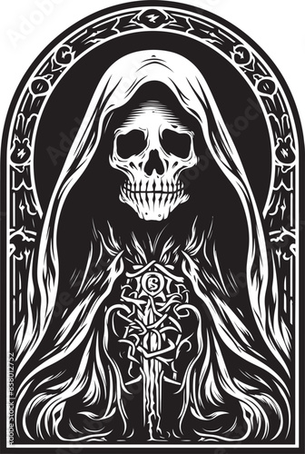 Modern Santa Muerte Icon Vector Santa Muerte Day of the Dead Design