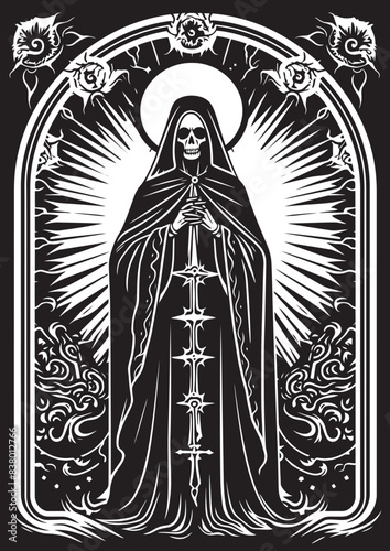 Santa Muerte Dark Art Vector Illustration Santa Muerte Vector Logo Symbol of Mysticism