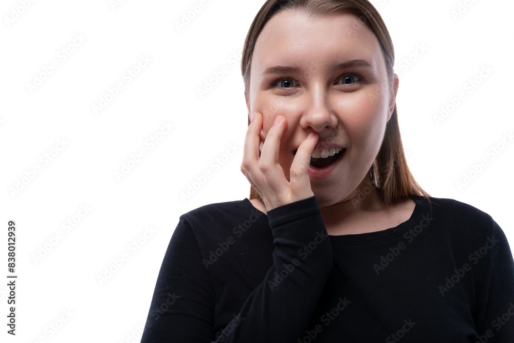 10 year old cute caucasian girl with brown hair shows surprise 10 year old cute caucasian girl with brown hair shows surprise