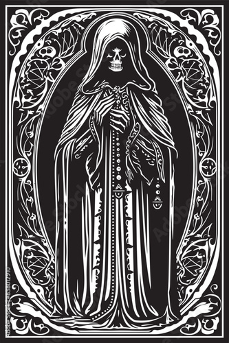 Cross Design with Santa Muerte Symbol Symbolic Santa Muerte Vector Art