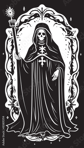 Veiled Icon Vector of Santa Muerte Heart Design with Santa Muerte Symbol