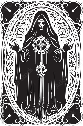 Minimalist Design of Santa Muerte Icon Catrina Design Vector of Santa Muerte
