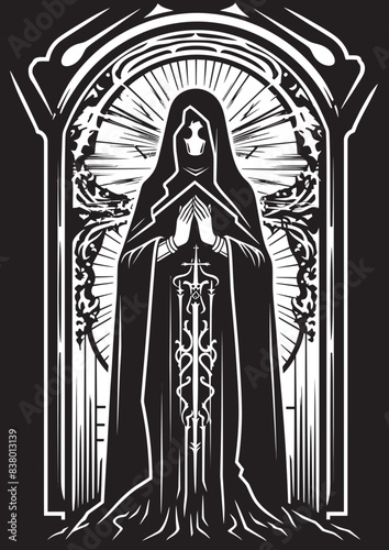 Folk Art Design of Santa Muerte Spiritual Vector Art of Santa Muerte