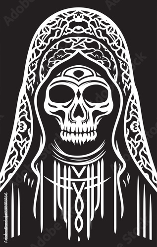Female Icon Vector of Santa Muerte Day of the Dead Design of Santa Muerte