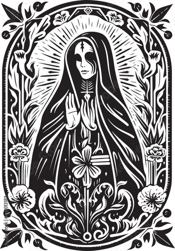 Santa Muerte Veil Icon Santa Muerte Heart Design