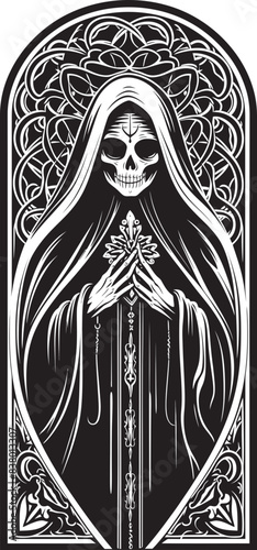 Snake Graphic Emblem of Santa Muerte Mysterious Icon Design of Santa Muerte