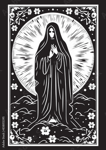 Skull Design Symbol of Santa Muerte Winged Vector Logo of Santa Muerte