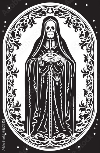 Symbolic Santa Muerte Vector Art Dagger Graphic with Santa Muerte