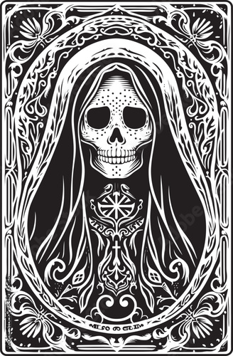 Wings Logo with Santa Muerte Mystical Santa Muerte Illustration