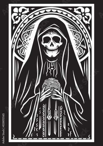 Dark Graphic Santa Muerte Artistic Santa Muerte Icon