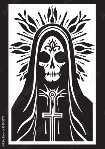 Digital Santa Muerte Illustration Dark Graphic Santa Muerte