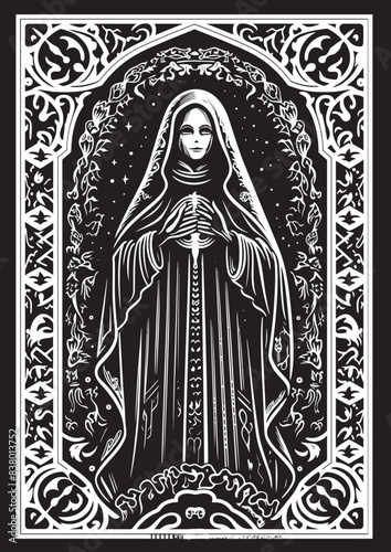 Tattoo Graphic Santa Muerte Veiled Icon Santa Muerte