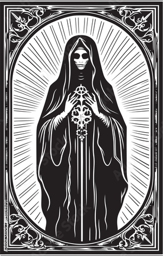 Santa Muerte Catrina Design Santa Muerte Sacred Heart Vector