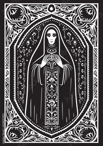 Cloaked Icon Santa Muerte Floral Design Santa Muerte