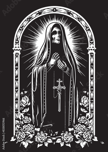 Santa Muerte Sacred Heart Vector Santa Muerte Money Graphic