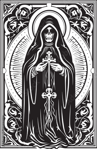 Winged Vector Santa Muerte Rose Graphic Santa Muerte