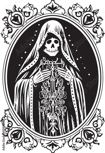 Santa Muerte Crystal Ball Vector Santa Muerte Candle Graphic