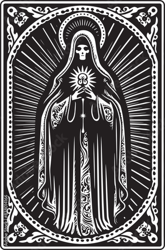 Dagger Graphic with Santa Muerte Winged Santa Muerte Logo