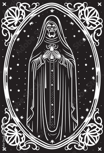 Winged Santa Muerte Logo Traditional Santa Muerte Artwork