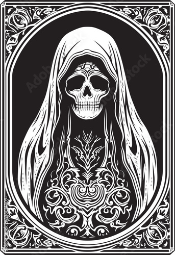 Santa Muerte Rose Graphic Santa Muerte Death Mask Icon