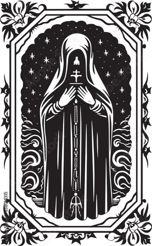 Santa Muerte Tattoo Style Logo Santa Muerte Symbol Vector Illustration