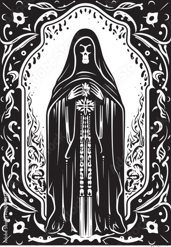 Santa Muerte Winged Vector Santa Muerte Rose Graphic