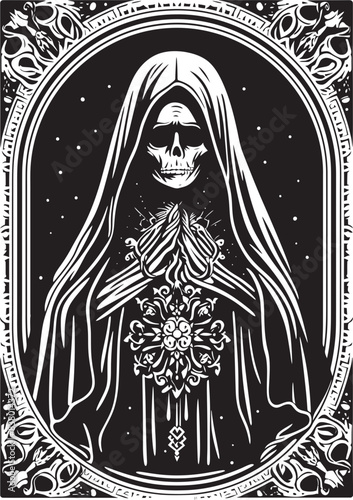 Santa Muerte Traditional Art Vector Santa Muerte Scythe Graphic