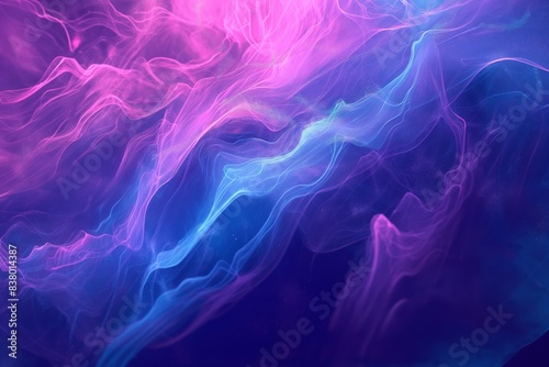 Ethereal Abstract Background with Pink and Blue Flowing Waves of Light
