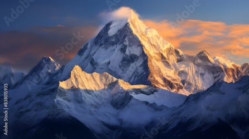 Panorama of the Himalayas at sunset - 3D render © Iman