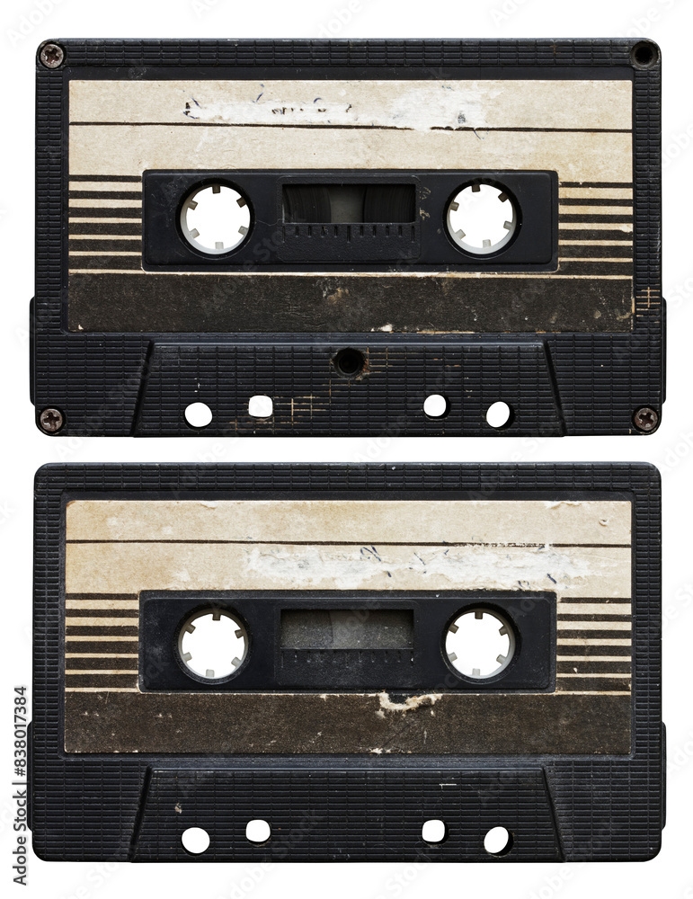 Obraz premium audio cassette isolated on white background. side 1 and 2, transparent PNG