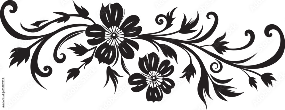 Fototapeta premium Antique Floral Frame Pattern Vintage Design Classic Divider Logo Design Floral Badge