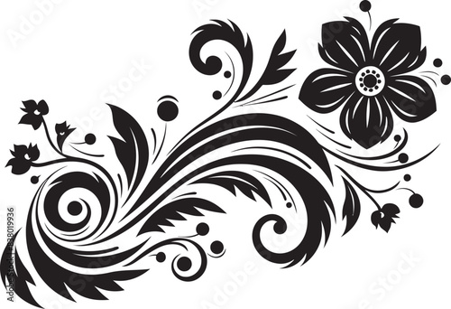 Classic Floral Ornamental Badge Victorian Era Vintage Floral Icon