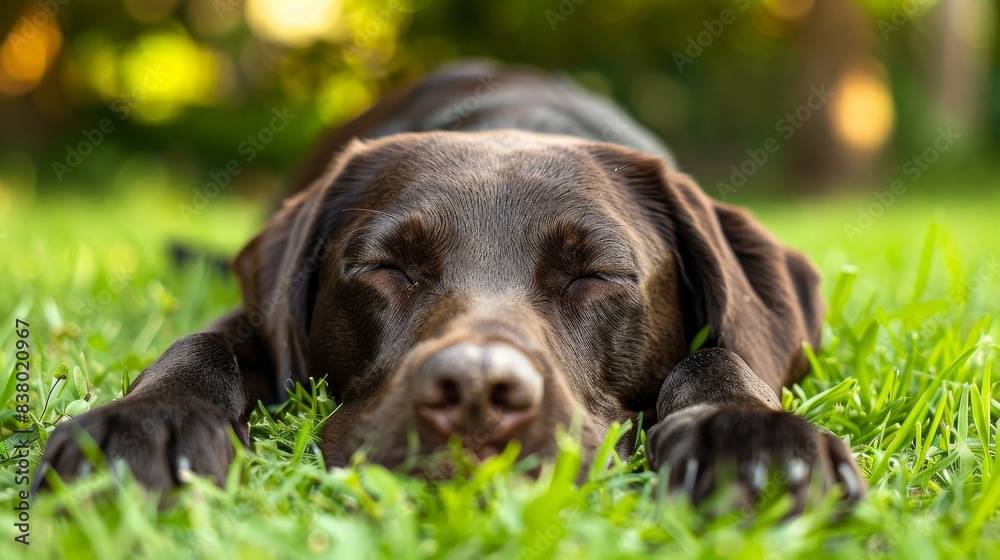 an adorable dark brown hound and black lab puppy lying down in a grass an adorable dark brown hound and black lab puppy lying down in a grass