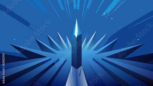 Abstract Blue Rocket Launch with Dynamic Light Rays