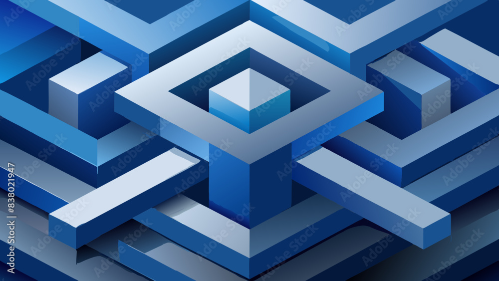 Abstract Blue Geometric Shapes Background with Modern 3D Design Abstract Blue Geometric Shapes Background with Modern 3D Design