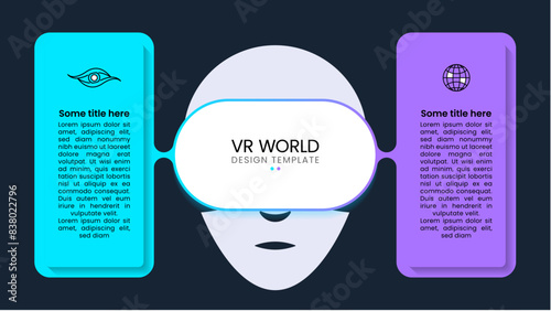 Infographic template. Virtual reality concept with 2 steps