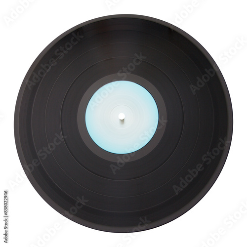 Old vinyl record isolated on white background, transparent PNG