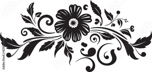 Classic Vintage Design Intricate Floral Art Victorian Era Logo Elegant Floral Badge