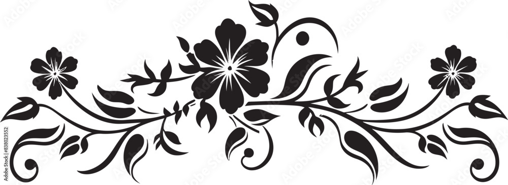Fototapeta premium Vintage Ornate Divider Line Art Classic Floral Emblem Design