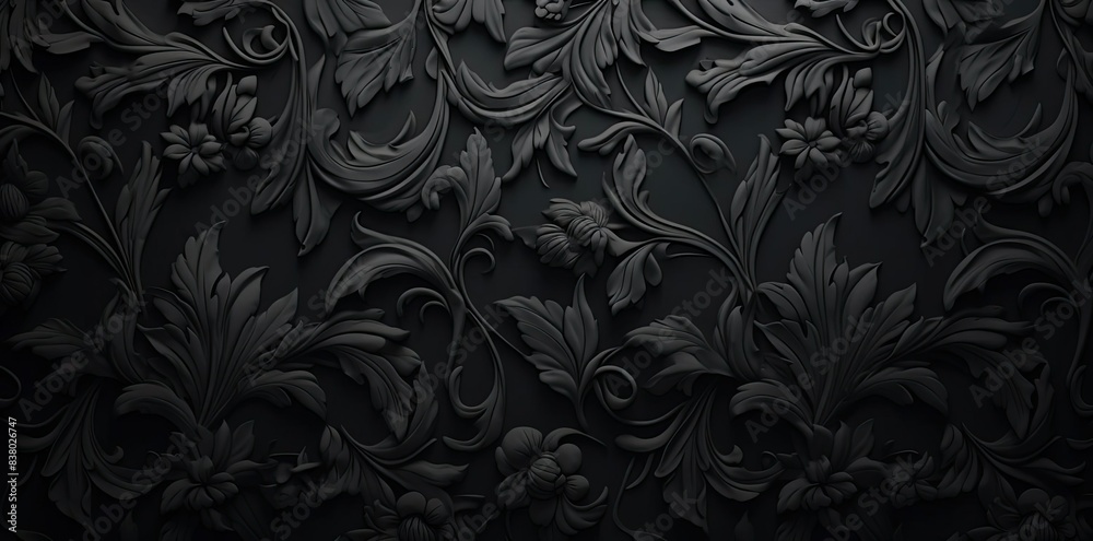 black wallpaper texture with flowers and leaves on a black background black wallpaper texture with flowers and leaves on a black background