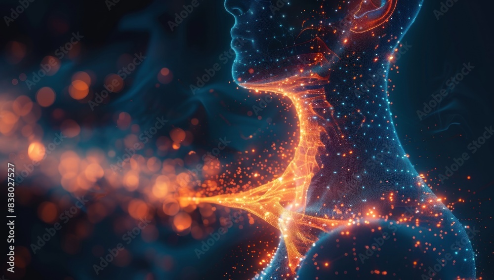 Design an image of a neck with pulsating lines indicating stress points. Design an image of a neck with pulsating lines indicating stress points.